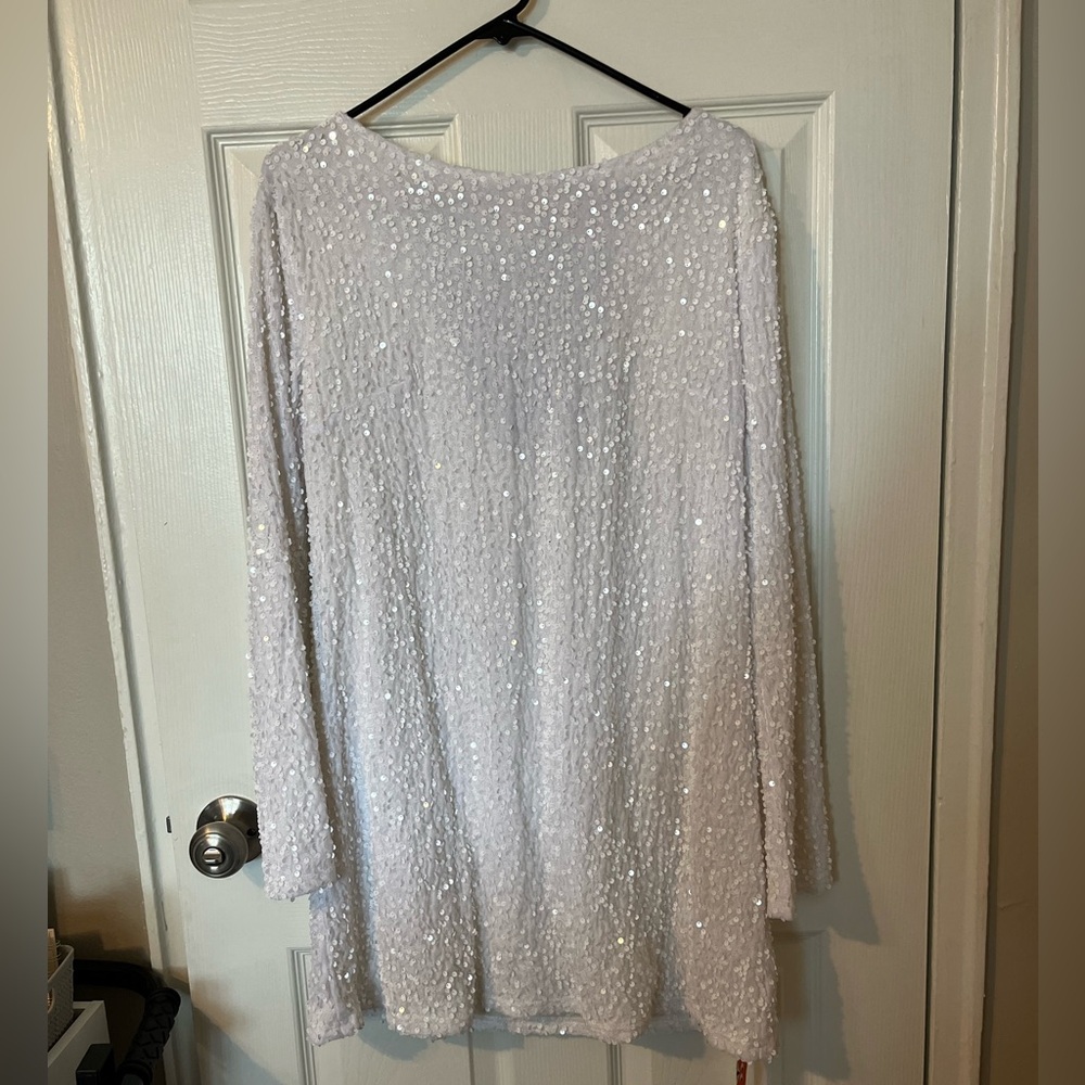 Bowknot Sequin Round Neck Solid Midi Dress
